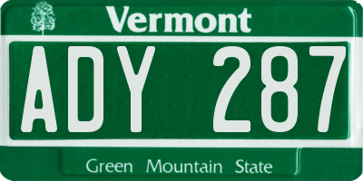VT license plate ADY287
