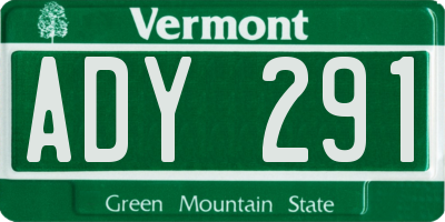 VT license plate ADY291