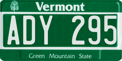 VT license plate ADY295