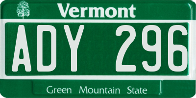 VT license plate ADY296