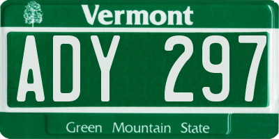 VT license plate ADY297