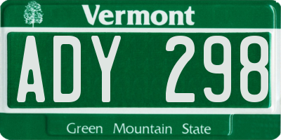 VT license plate ADY298