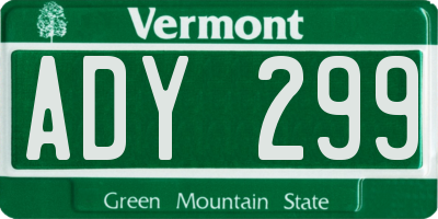 VT license plate ADY299