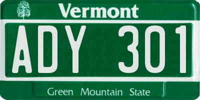 VT license plate ADY301