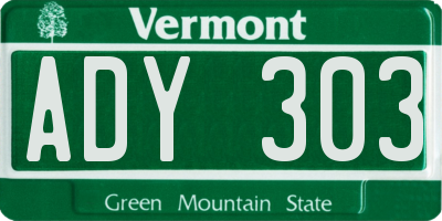 VT license plate ADY303