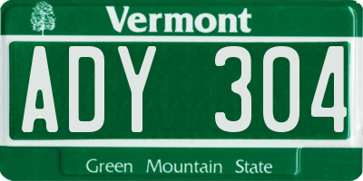 VT license plate ADY304