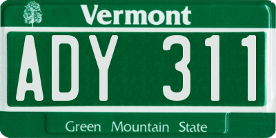 VT license plate ADY311