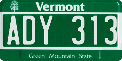 VT license plate ADY313