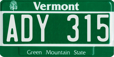 VT license plate ADY315