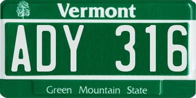 VT license plate ADY316