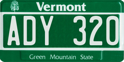 VT license plate ADY320
