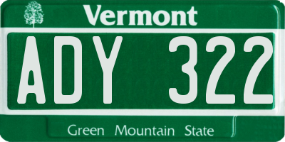 VT license plate ADY322