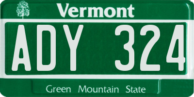 VT license plate ADY324