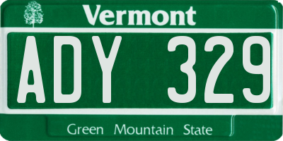 VT license plate ADY329