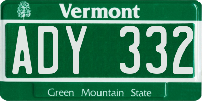 VT license plate ADY332