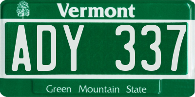 VT license plate ADY337