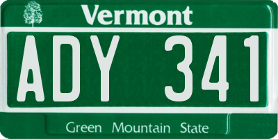 VT license plate ADY341