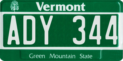 VT license plate ADY344