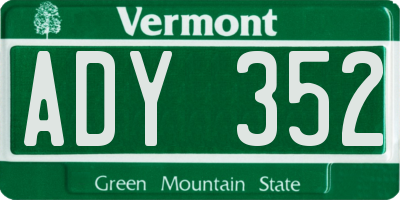 VT license plate ADY352