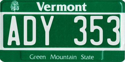 VT license plate ADY353