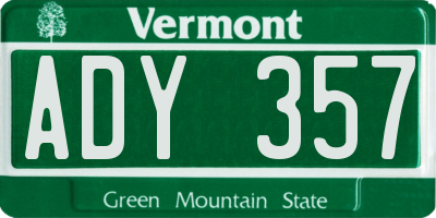 VT license plate ADY357
