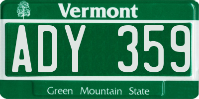 VT license plate ADY359