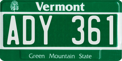VT license plate ADY361