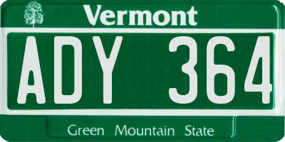 VT license plate ADY364
