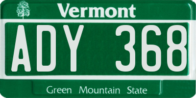 VT license plate ADY368