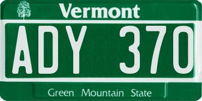 VT license plate ADY370