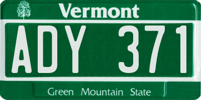 VT license plate ADY371