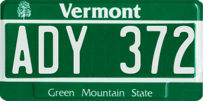 VT license plate ADY372
