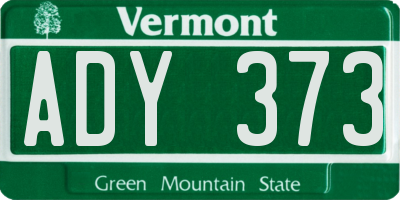 VT license plate ADY373