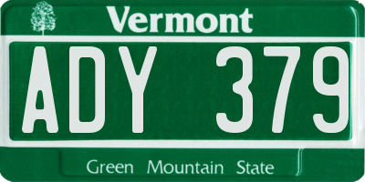 VT license plate ADY379