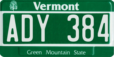 VT license plate ADY384