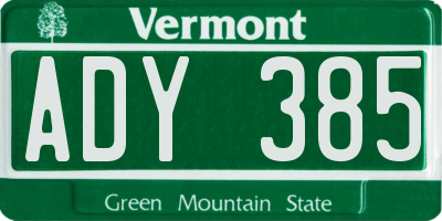 VT license plate ADY385
