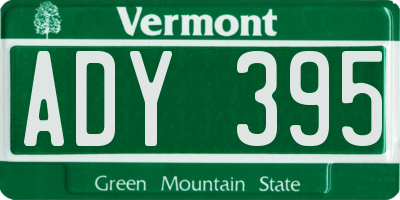 VT license plate ADY395