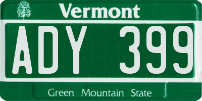 VT license plate ADY399