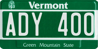 VT license plate ADY400