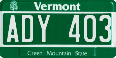 VT license plate ADY403