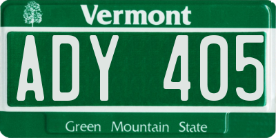 VT license plate ADY405