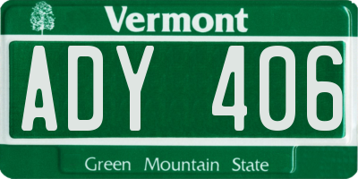 VT license plate ADY406