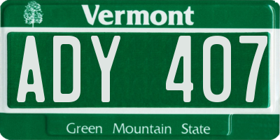 VT license plate ADY407