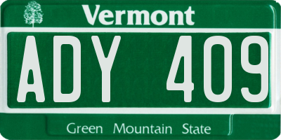 VT license plate ADY409