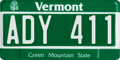 VT license plate ADY411