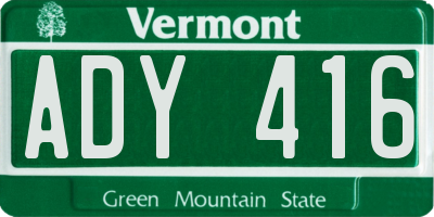 VT license plate ADY416