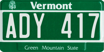 VT license plate ADY417