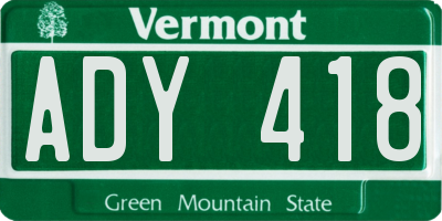 VT license plate ADY418