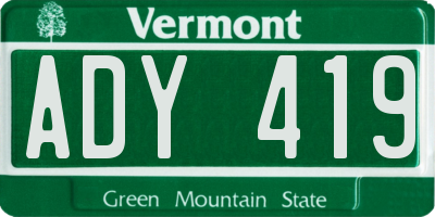 VT license plate ADY419