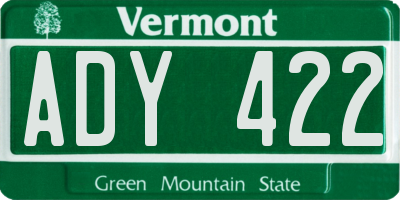 VT license plate ADY422